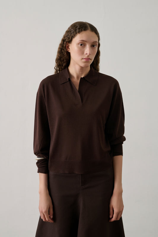Polo Fleming - Marron Foncé - Laine mérinos - Femme