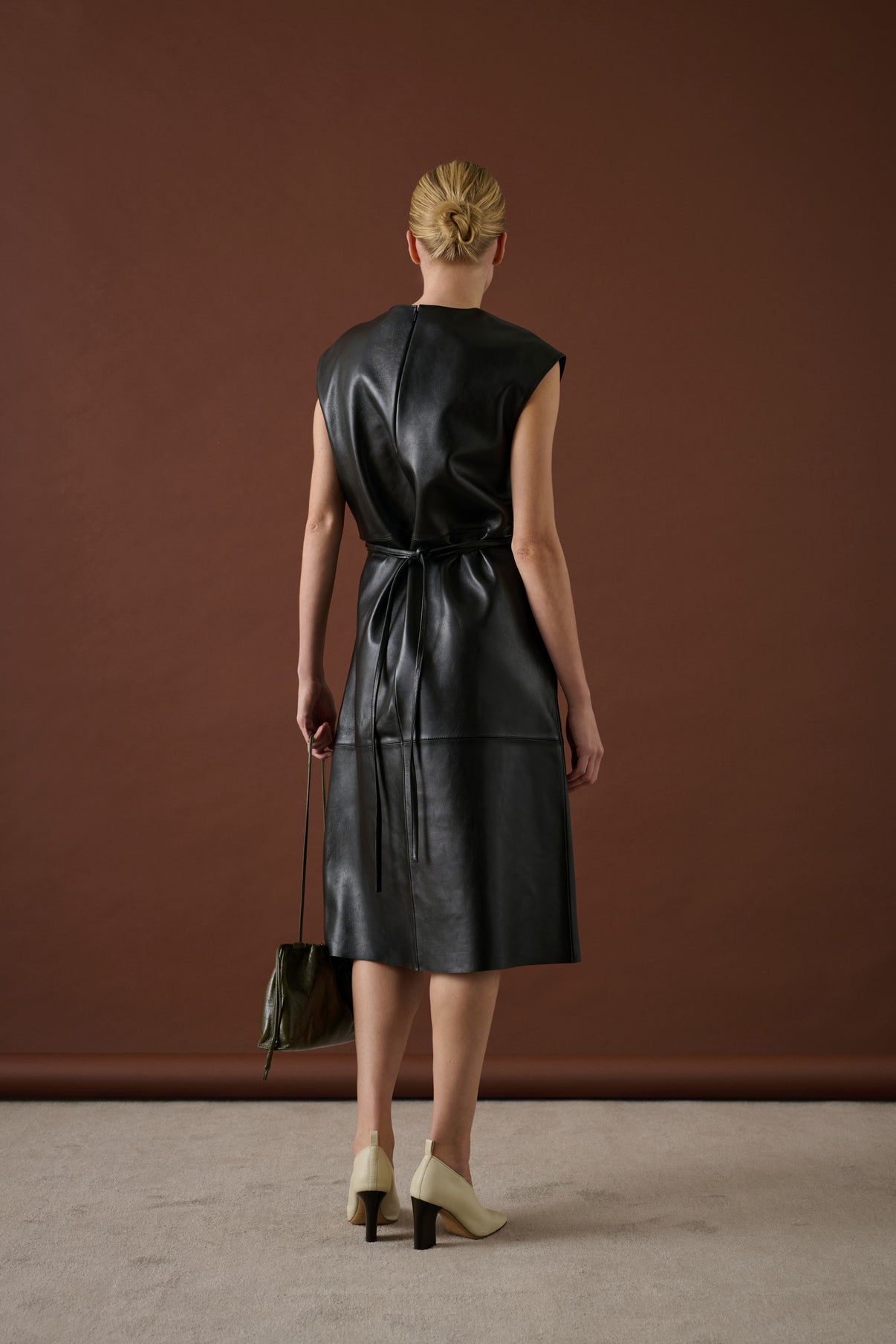 Robe Sofia - Noir - Cuir - Femme vue 2