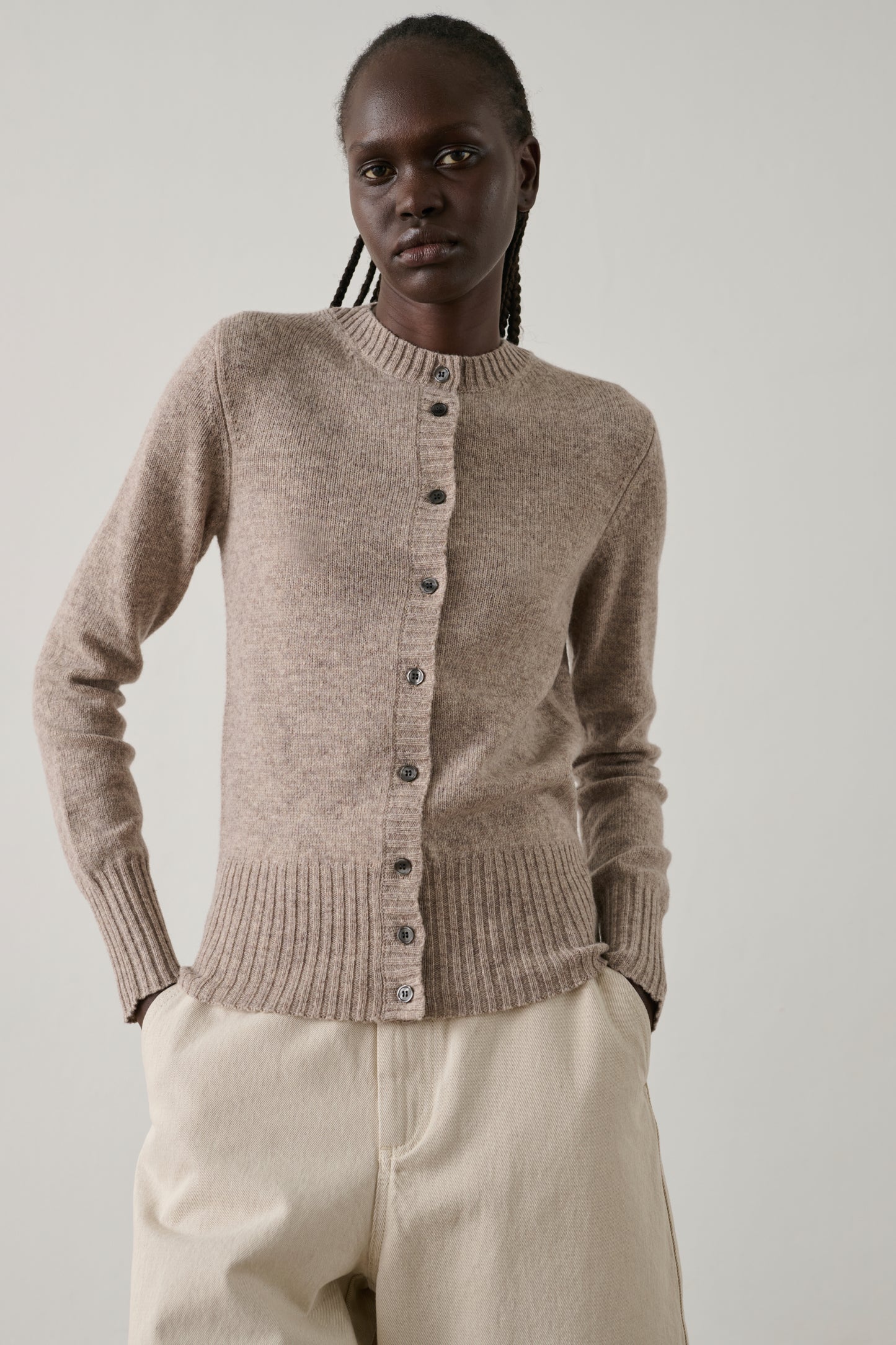 Cardigan Fugu - Beige - Laine mérinos - Femme